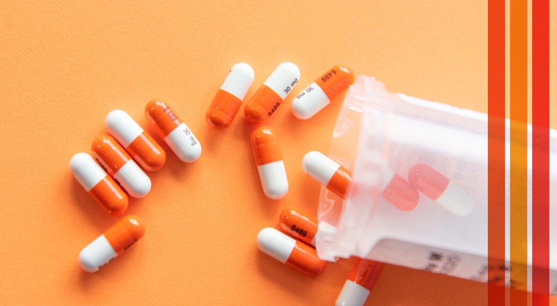 A bottle of prescription pills to treat a chronic disease.