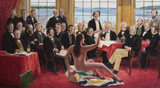 "The Daddies", an acrylic painting by Cree artist Kent Monkman, gives an Indigenous view of Canada's Confederation
