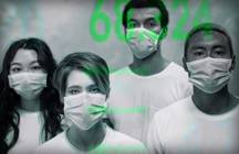 Photo illustration of young adults wearing medical masks to protect against COVID-19.