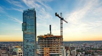 New construction of high-rise building in downtown Vancouver