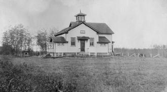 An archival photo of the Cote Improved Federal Day School in Saskatchewan