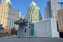 A self-cleaning public washroom in downtown Vancouver.