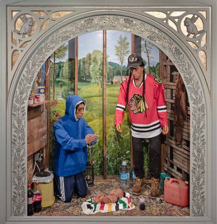 &quot;Nativity Scene&quot;, a mixed media installation by artist Kent Monkman depicts life on Indigenous reserves in Canada